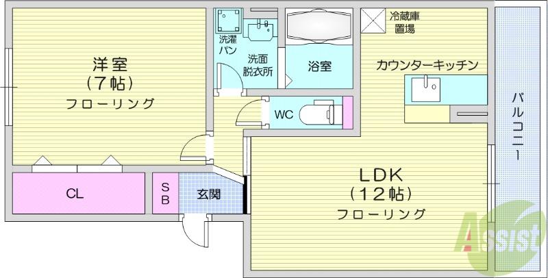 D-ROOM連坊小路(1LDK/3階)の間取り写真