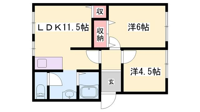 メゾンウインベルB棟(2LDK/2階)の間取り写真