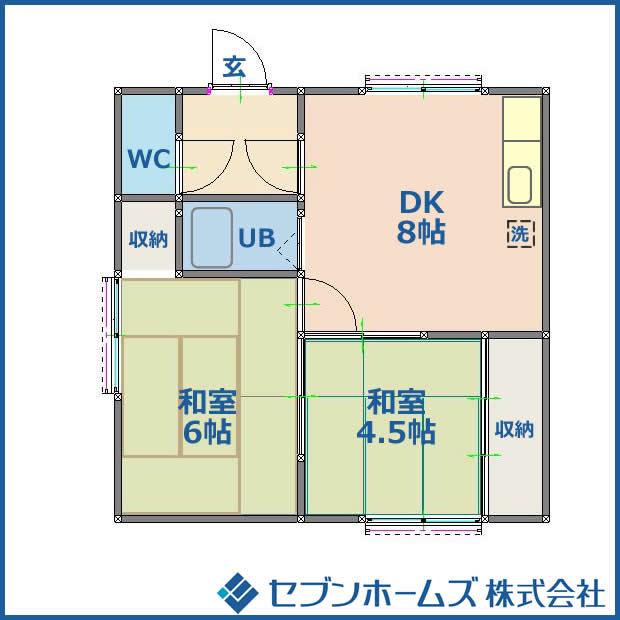 ときわビレッチ(2DK/3階)の間取り写真
