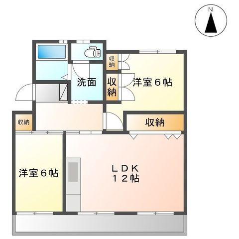 マンションてんじん(2LDK/1階)の間取り写真