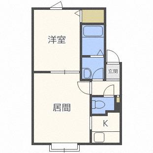 グランイースト手稲(1LDK/1階)の間取り写真