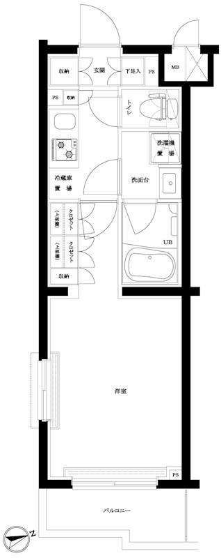 ルーブル武蔵中原参番館(1K/1階)の間取り写真
