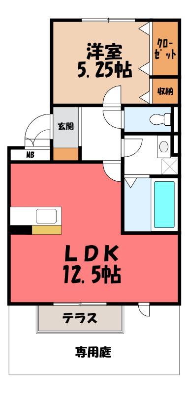 パンフレール(1LDK/1階)の間取り写真