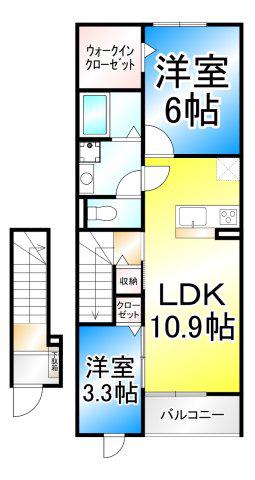 ファビオネスト駒沢(2LDK/2階)の間取り写真