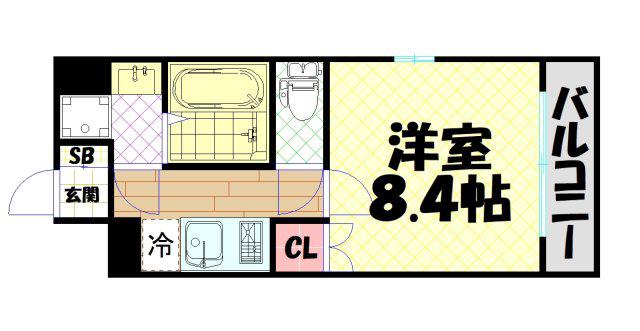 セオリー難波ウエスト(1K/2階)の間取り写真