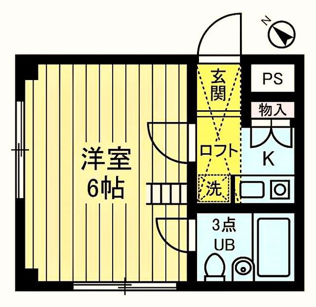 イリス三田(1K/2階)の間取り写真