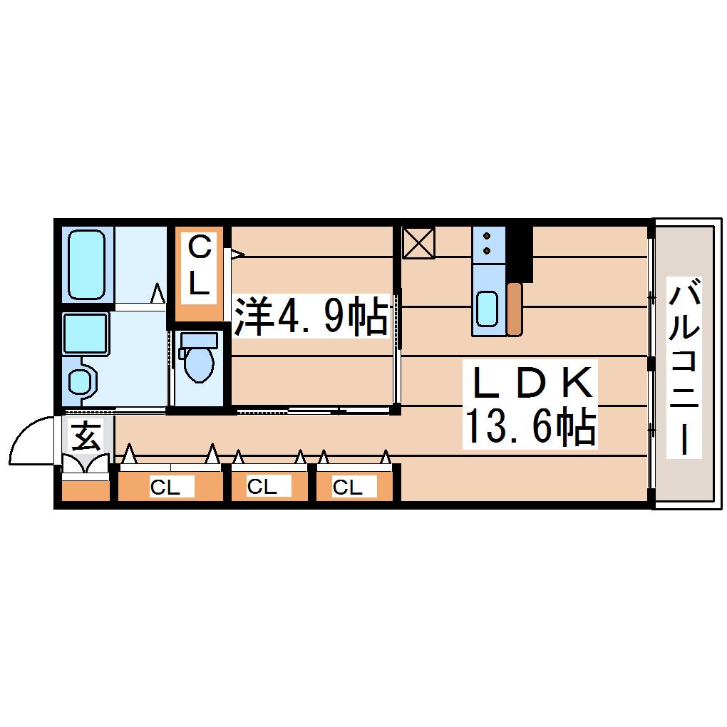 レトアオーク(1LDK/1階)の間取り写真