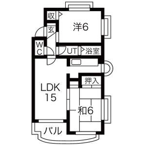 クレスト白鳥(2LDK/3階)の間取り写真