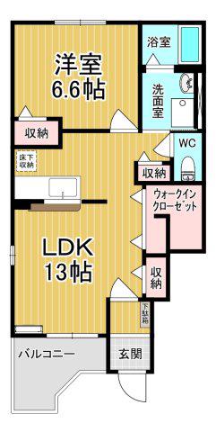 アスカA(1LDK/1階)の間取り写真