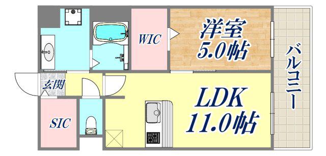 フォレ・リビエール磯辺通(1LDK/2階)の間取り写真