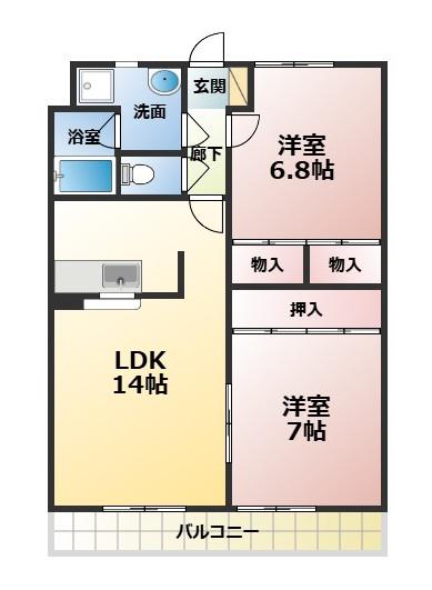 ガーデンホームズ高浜(2LDK/3階)の間取り写真