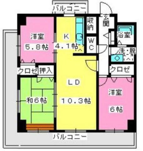 スプリングコートⅢ(3LDK/8階)の間取り写真