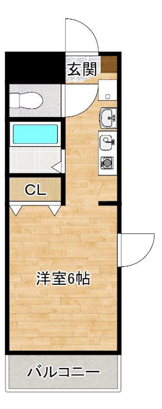 大保ハイツB(ワンルーム/4階)の間取り写真