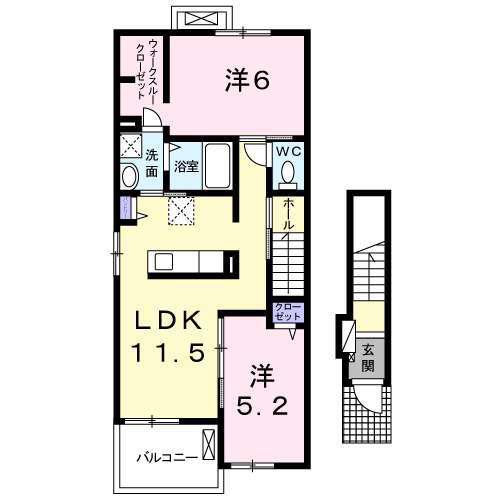 アドヴァン C(2LDK/2階)の間取り写真