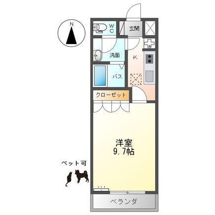 メゾンドヴァンベール(1K/1階)の間取り写真