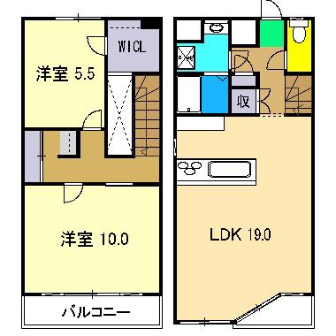 EXT B棟(2LDK/3階)の間取り写真