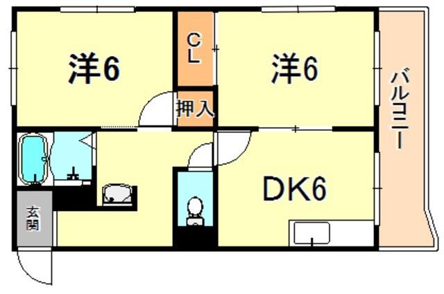 昭郷ツインハイツAB(2DK/1階)の間取り写真