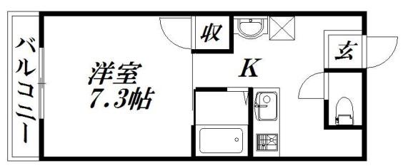 A-LIFE初生(1K/2階)の間取り写真