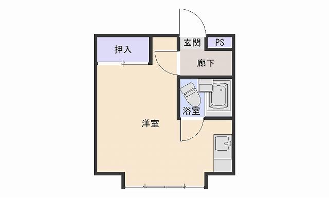 プレステージ壱番館(ワンルーム/2階)の間取り写真