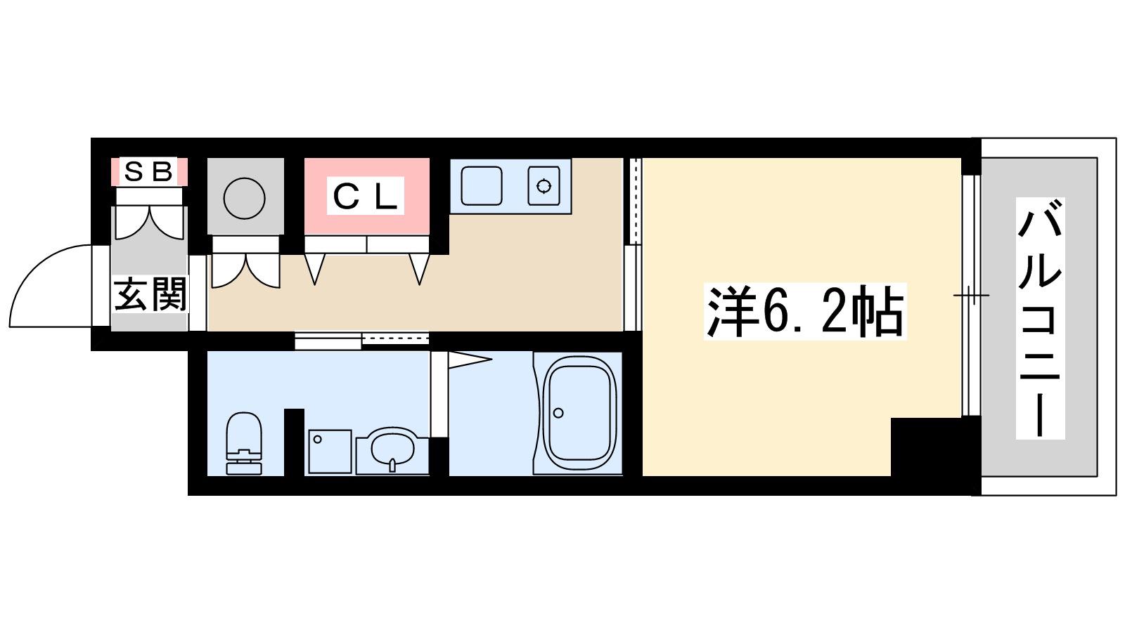 十三本町ウィンズマンションⅡ(1K/2階)の間取り写真