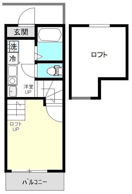 アズーロ港南中央(1K/2階)の間取り写真