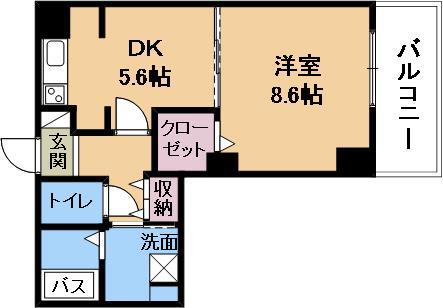 KDXレジデンス南草津(1DK/8階)の間取り写真