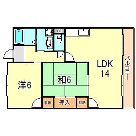 シャトー登貴和(2LDK/1階)の間取り写真