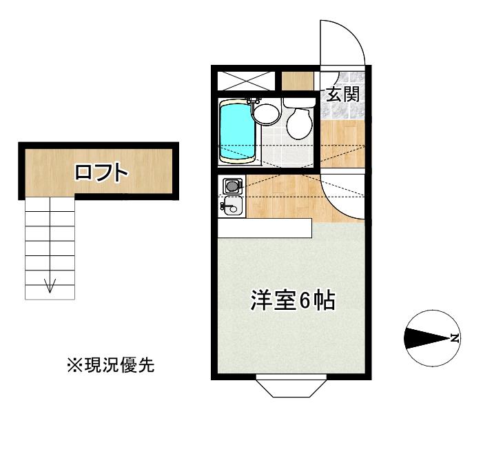 コスモマテリア六番館(1K/1階)の間取り写真
