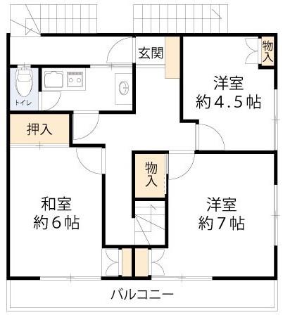 八幡町ビル(3K/2階)の間取り写真