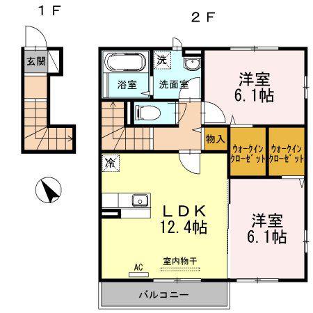 クレイン(2LDK/2階)の間取り写真