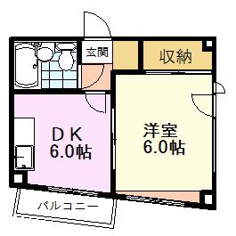 Mビル(1DK/2階)の間取り写真