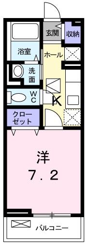 プラシード(1K/1階)の間取り写真