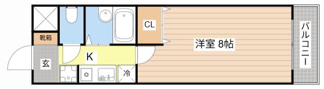 WAVE-KII(1K/2階)の間取り写真