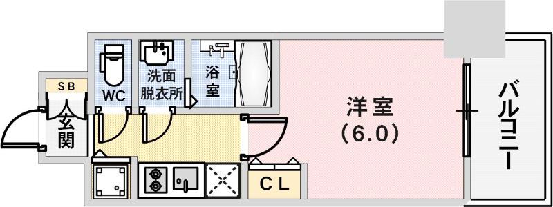 ララプレイス神戸西元町(1K/9階)の間取り写真