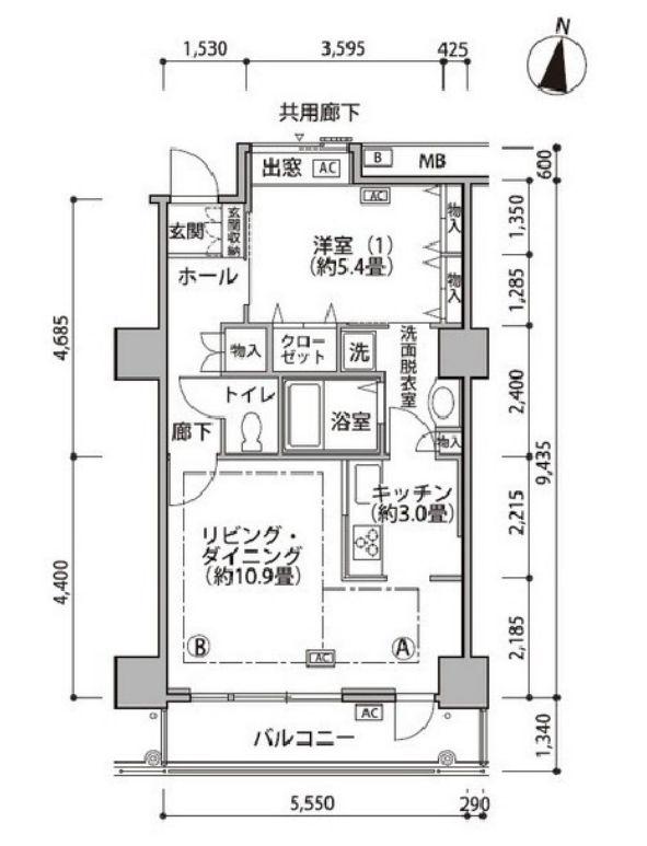 東雲キャナルコートCODAN18号棟(1LDK/8階)の間取り写真