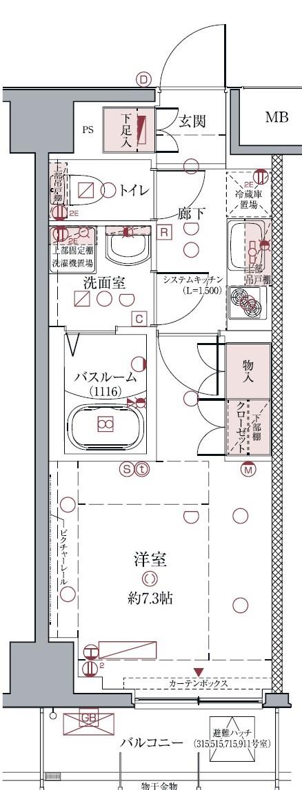 クレヴィスタ亀戸II(1K/9階)の間取り写真