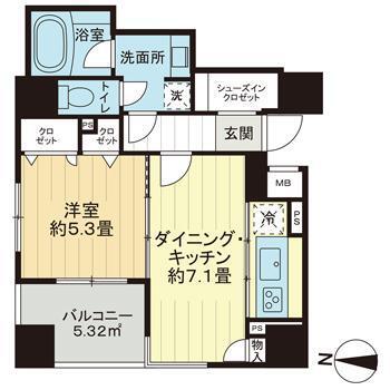ライオンズ赤坂セントマークス(1DK/8階)の間取り写真