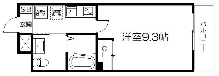 サンブライト丹波口(1K/4階)の間取り写真