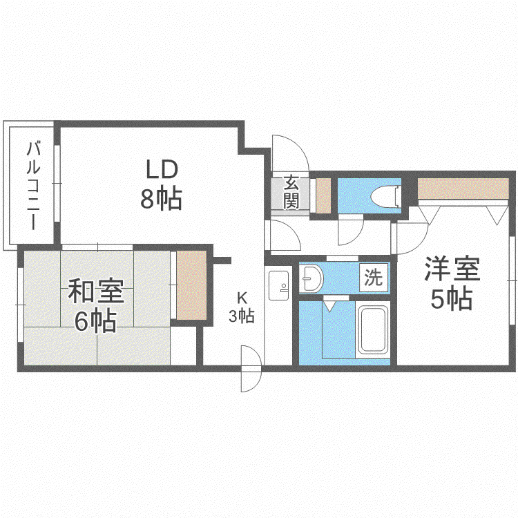 ウィスタリア北郷(2LDK/2階)の間取り写真