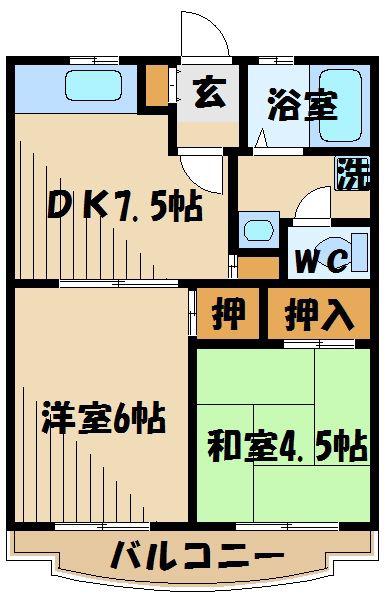 エスパシオ経堂(2DK/3階)の間取り写真