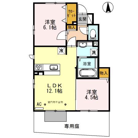 カーサフィオーレ(2LDK/1階)の間取り写真