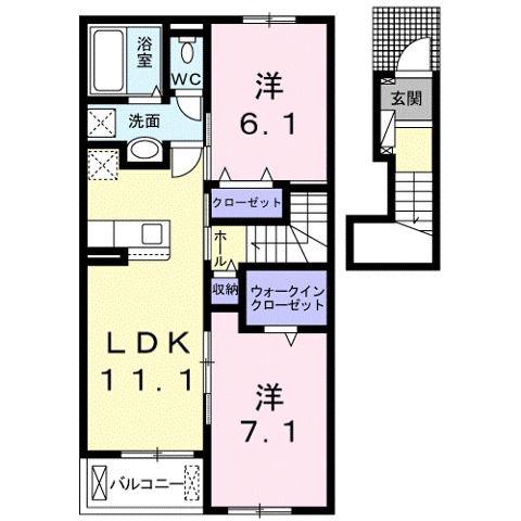 メゾン・ド・エスポアールII(2LDK/2階)の間取り写真