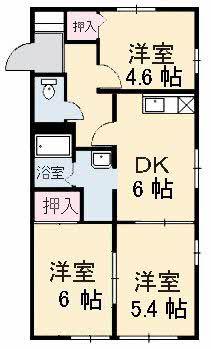 プリムローズ(3DK/1階)の間取り写真