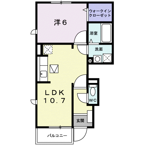 ヴィラ セレッソ(1LDK/1階)の間取り写真