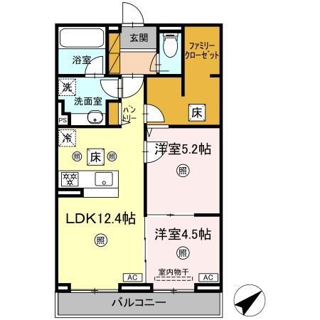 アミティエY(2LDK/1階)の間取り写真