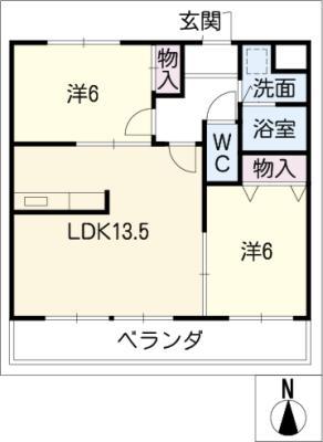 グロリアス(2LDK/2階)の間取り写真