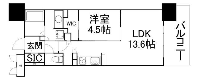 OPUS RESIDENCE SHINSAIBASHIサウス(1LDK/5階)の間取り写真