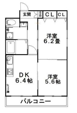 グラースビ高島平(2DK/4階)の間取り写真