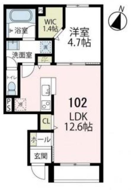オリーアルカジック(1LDK/1階)の間取り写真