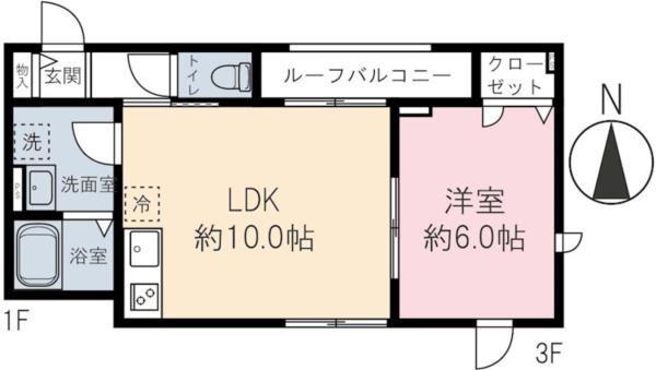 K.S MAISON(1LDK/2階)の間取り写真